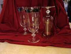Vintage Silver Rimmed Wine Cocktail Champagne Glasses (Tiffin?) 9 oz- Set Of 4