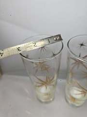 Rare Pair (2) MCM North Star burst Gold Atomic Highball Collins Glasses
