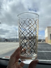Vintage Gold Lattice Diamond Design Old Fashioned Drinking Glass Hard To Find