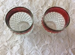 2 Indiana DIAMOND POINT*CRYSTAL W/RUBY FLASH* 3 1/2″ – 8 OZ ROCKS TUMBLERS