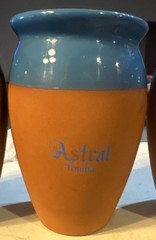 Astral Tequila Terracotta Tumblers Blue Glazed Top/Inside 4.75″ Tall; Set of 5