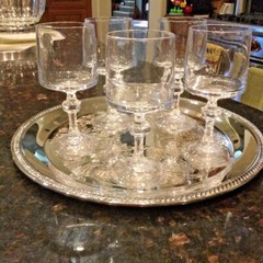Vintage «Vendome Uni» Knob in Stem Flat Wine Glasses by Cristal D’Arques