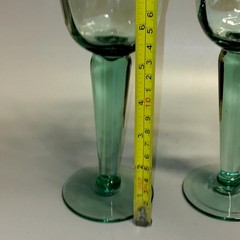 La Mediterranea Recycled Green Glass Goblets Spain Set of 2 Vtg Wide Stemmed Cup