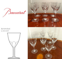 Vintage Set 6 BACCARAT CRYSTAL Zurich 5 oz. Port Wine Glasses 5-7/8″ Tall France
