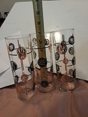 Mcm Libbey Old Coin 1960 Tom Collins Glasses Set Of 3 Vintage