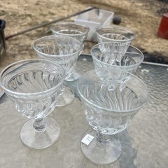 Vintage Fostoria Colony Swirl Clear Water Wine Goblets Glasses set 4 plus 2 free