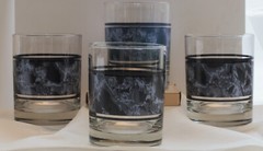 Mid Century Modern Smokey Black & Clear Whiskey Glasses Set of 4 12oz 11.5oz wt.