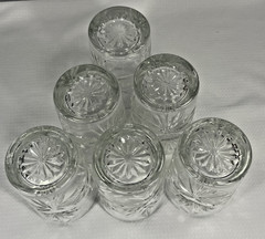 Set of 6 Cut Glass Double Old Fashioned Rocks Tumblers 4″ Starburst