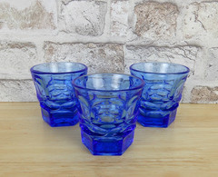 Fostoria Argus Blue Flat Juice Glass Henry Ford Museum Set of 3
