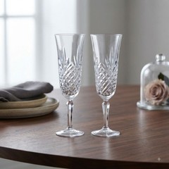 Cristal d’Arques Masquerade Crystal Champagne Flutes Set of 2 France 8.5″