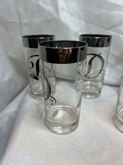 Vntg 6 Mid Century Dorothy Thorpe Monogram «D» Silver Rim Highball Glasses 5.5″