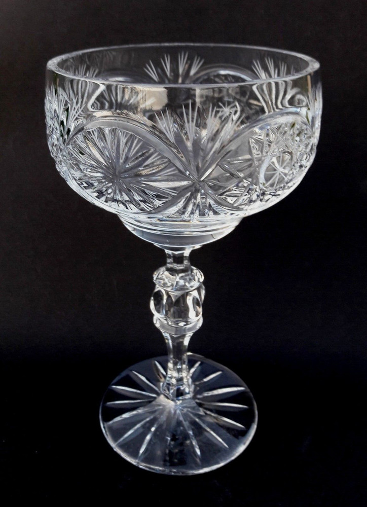 Rare Vintage Crystal Goblet Soviet Large Wine Goblet Crystal Wine Glass USSR