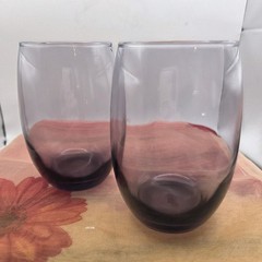 VTG Amethyst Purple Glass Stemless Wine Tumblers Set 2