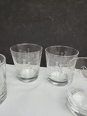 4 Noritake Sasaki Bamboo Crystal Glasses Rocks Tumblers Etched Tiki MCM 3.25”