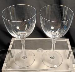 2 HOYA ENTASIS CLEAR Optic-Grade Fine Crystal Red Wine Glasses Pair Set RARE HTF