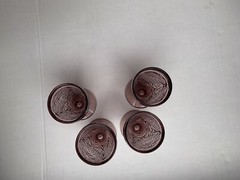 Vintage Indiana Glass Tiara Amethyst Footed 8 oz. Glass 6 1/4″ Tall Set of 4