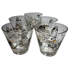 5 Vintage Lowball Industrial Trades Mid-Century Modern Barware Glass – MCM Retro