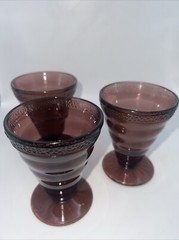 LE Smith Pebbled Rim Melba Amethyst Purple 4 1/4″ Tumbler ca. 1920’s Set Of 3