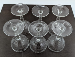 Set of 6 Vintage Champagne Coupe Etched Floral Toasting Glasses Petite