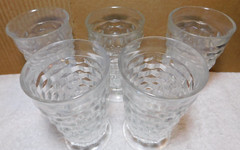 Indiana Glass~Whitehall Cubist Drinking Glass Clear 10-12 oz. Vintage 5Pc Set