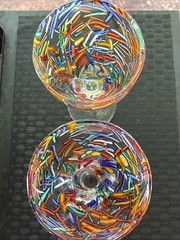 Pier 1 Confetti Stemmed Water Wine Goblets Set Of 2 Glasses