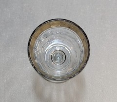 Tiffin Franciscan Minton Clear Cordial Glass Golden Metal Relief Trim Fading