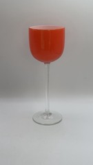 6 Carlo Moretti Orange Red White Cased Tall Wine Glasses Clear Long Stem 9 3/8”