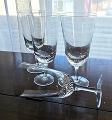 4 Pier 1 Bubbles Water Goblets 8.25″ ice tea glasses 16oz contemporary art glass