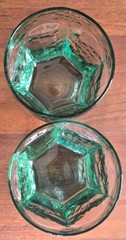 2 Vintage Libbey CHIVALRY Spanish Green Old Fashioned Rocks Textured Glasses