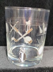 Vintage Culver USA Golf Glass Cocktail Gold Frosted Fairway Mcm Old Fashion Set