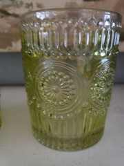Set Of Two Vintage Inspired Green Embossed Glassed, The Pioneer Woman?