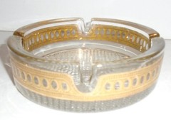 Vintage Glass Gold Inlay Ashtray, 6″