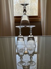 3 Vtg Luminarc D’Arques Swirl Optic Wine Water Goblet Glasses France 6 5/16”READ