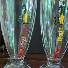 Set of 2 Clear Glass Ice Cream Elf Lettering “Santa’s Coming!”