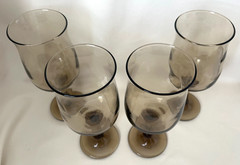 Vintage 4 Original Libbey Casual «Connoisseur» Tawny Brown, Smoke Wine Glasses