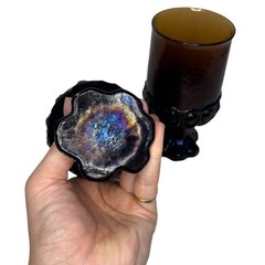 Vintage Iridescent Amber Drinking Goblets