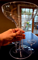 Margarita Cocktail Goblets/Cocktail Drink Glasses;Clear Acrylic Stem Ware Set/3