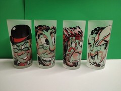 1950’s Federal Gay Fad Glasses 4 Glass Set «Rich Man Poor Man Beggar Man Thief»