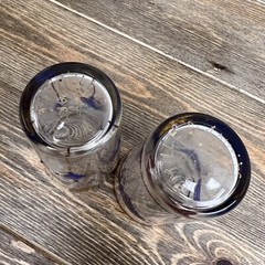 Vintage Cocktail Glass Blue Atomic Starburst Mid Century From París Set Of 2