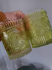 Set Of Two Vintage Inspired Green Embossed Glassed, The Pioneer Woman?