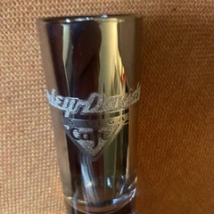 Harley-Davidson Lad Vegas Cafe Shot Glass Silver Chrome Tall Shooter Barware