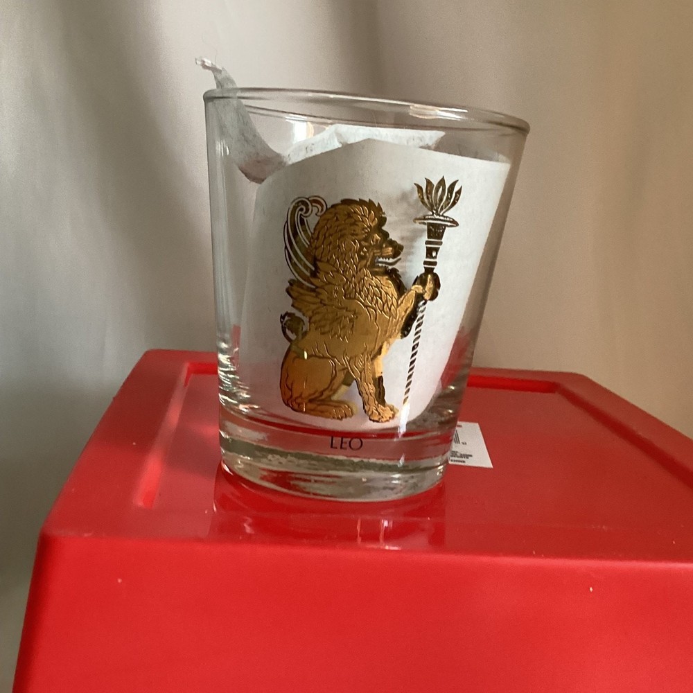 Vintage Anchor Hocking Leo Zodiac Glass | Mid-Century Astrological Barware