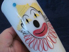 *Vintage Hazel Atlas Circus Clown Milk Glass Tumbler Cup