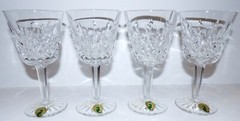 SET OF 4 WATERFORD CRYSTAL LISMORE 5 7/8″ CLARET WINE GLASSES~ORIGINAL LABELS~