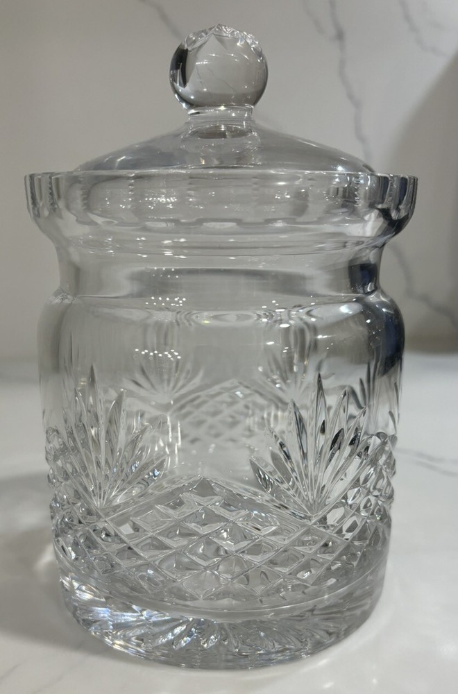Wedgwood Biscuit Barrel Majesty Cut Crystal Cookie Candy Jar Retired Vtg Elegant