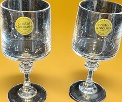 2 Vintage Durand Cristal D’Arques 2.25oz Cordial Glasses Clear Crystal EUC