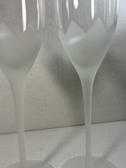 Crystal Clear Long Stem Frosted Flower Champagne Flute Drinking Glass Barware
