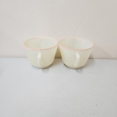 4 Sets Petalware Pastel Bands Cremax Glass Cups & Saucers Macbeth Evans 1930s