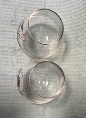 Set of 2 Clear Stemless Wine Glasses Cow Pattern «Tipsy» & «Tipped»