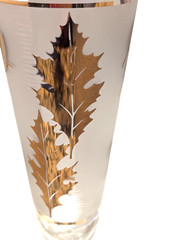 Vtg 22k MCM Libbey Golden Leaf Frosted Pilsner Beer Glasses Replacement Set of 2